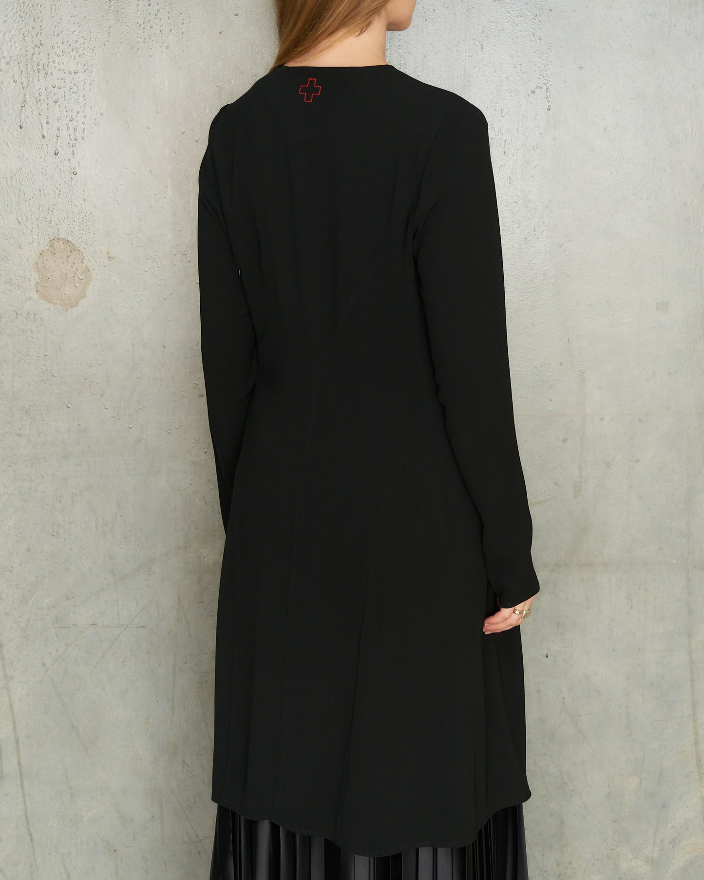 A.F. Vandevorst Black Drape Long Sleeve Dress