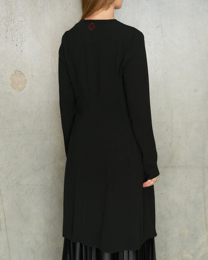 A.F. Vandevorst Black Drape Long Sleeve Dress