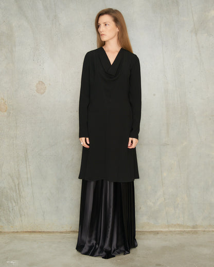 A.F. Vandevorst Black Drape Long Sleeve Dress