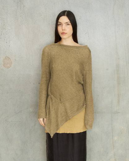 A.F. Vandevorst Tan Asymmetric Fine Knit Sweater