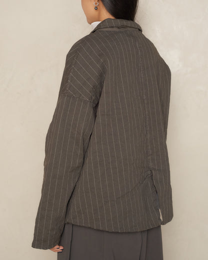 Anthracite Pinstriped Loose Blazer