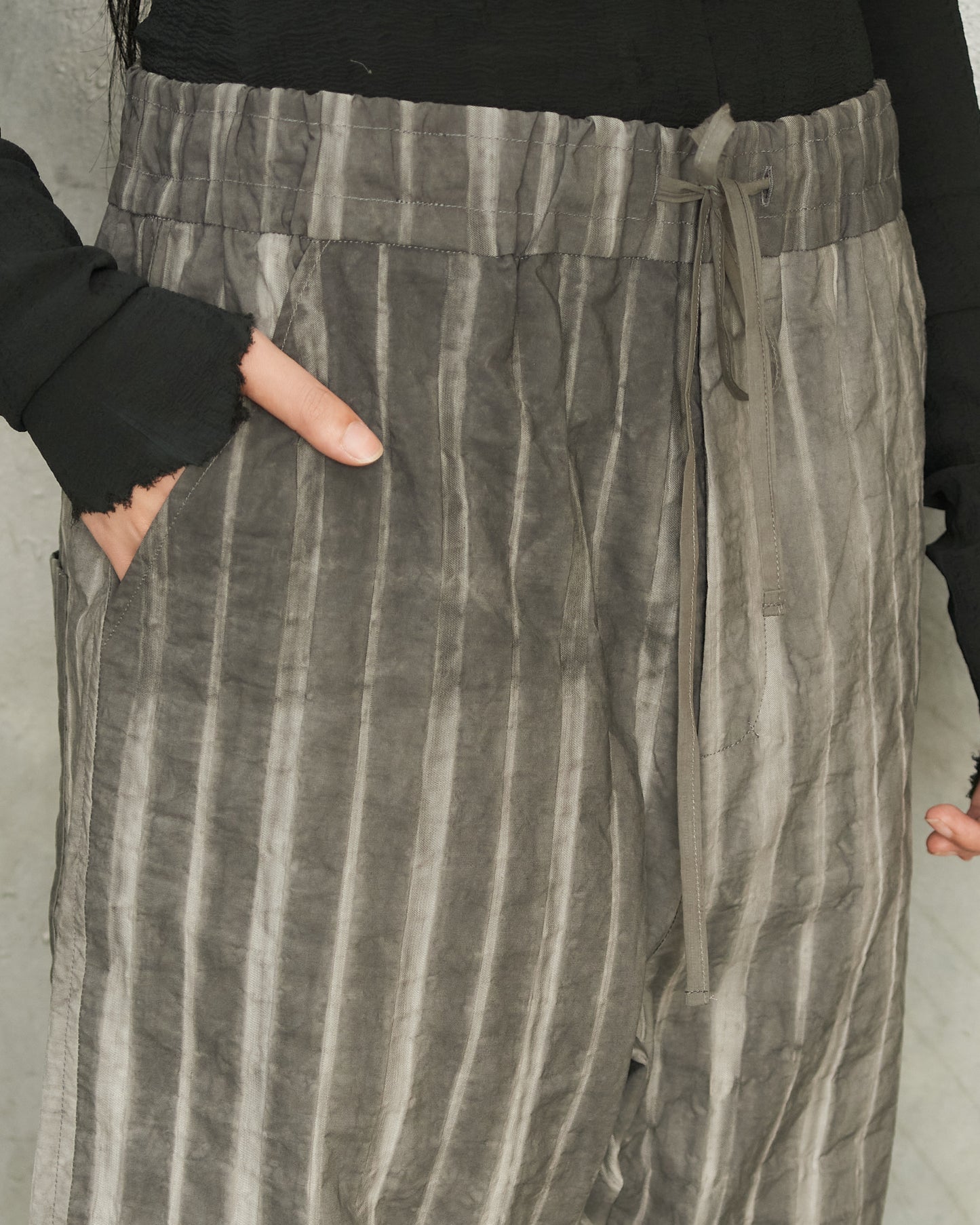 Anthracite Stripe Wide Trousers