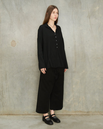 Black Cotton Collared Shirt