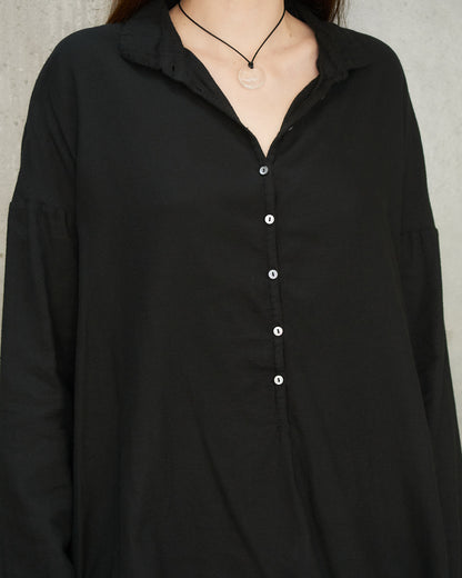 Black Cotton Collared Shirt