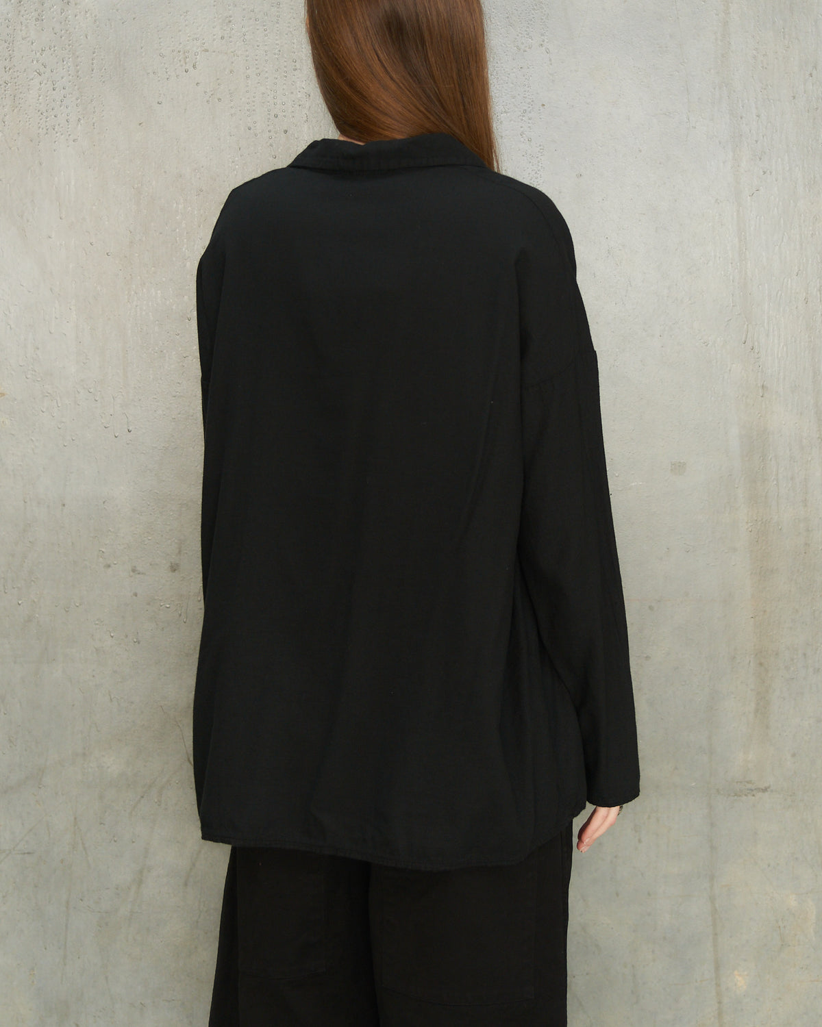 Black Cotton Collared Shirt