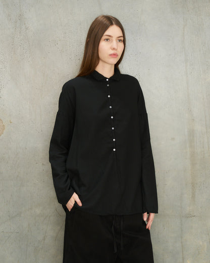 Black Cotton Collared Shirt