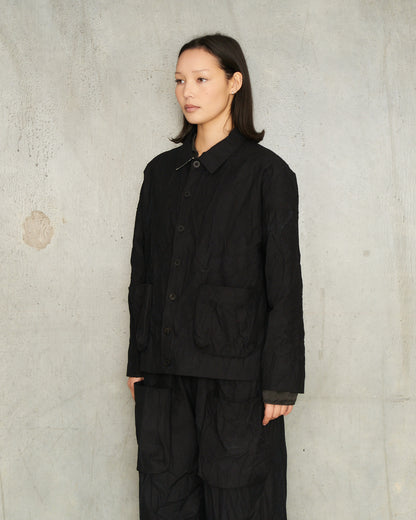 Black Cotton Crash Over-Shirt