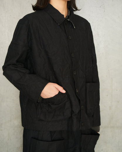 Black Cotton Crash Over-Shirt