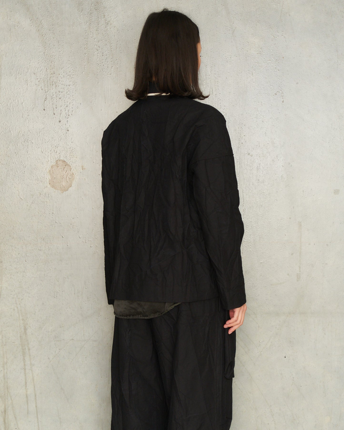 Black Cotton Crash Over-Shirt