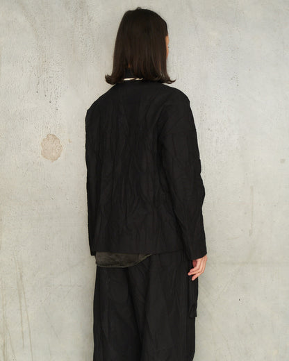 Black Cotton Crash Over-Shirt