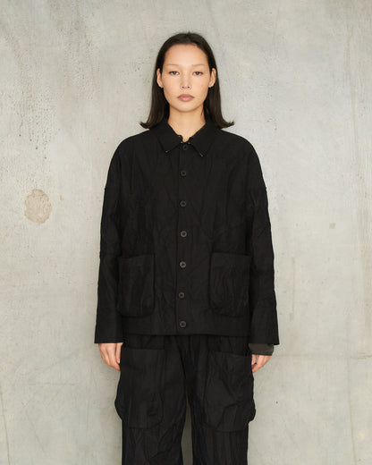 Black Cotton Crash Over-Shirt