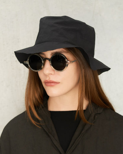 Black Jersey Wide-Brim Hat