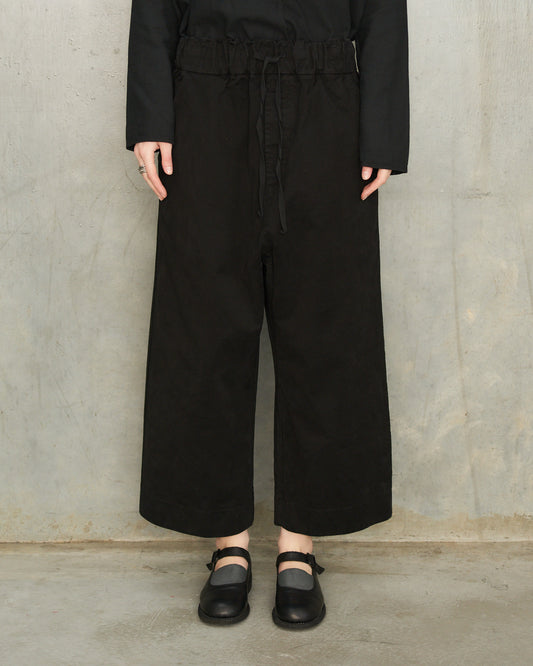 Black Wide Cropped Trousers