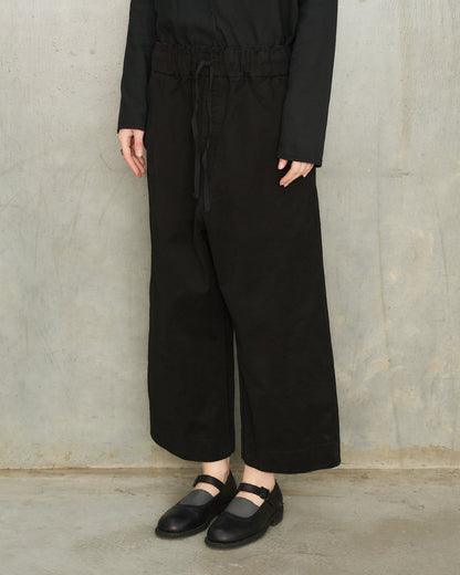 Black Wide Cropped Trousers