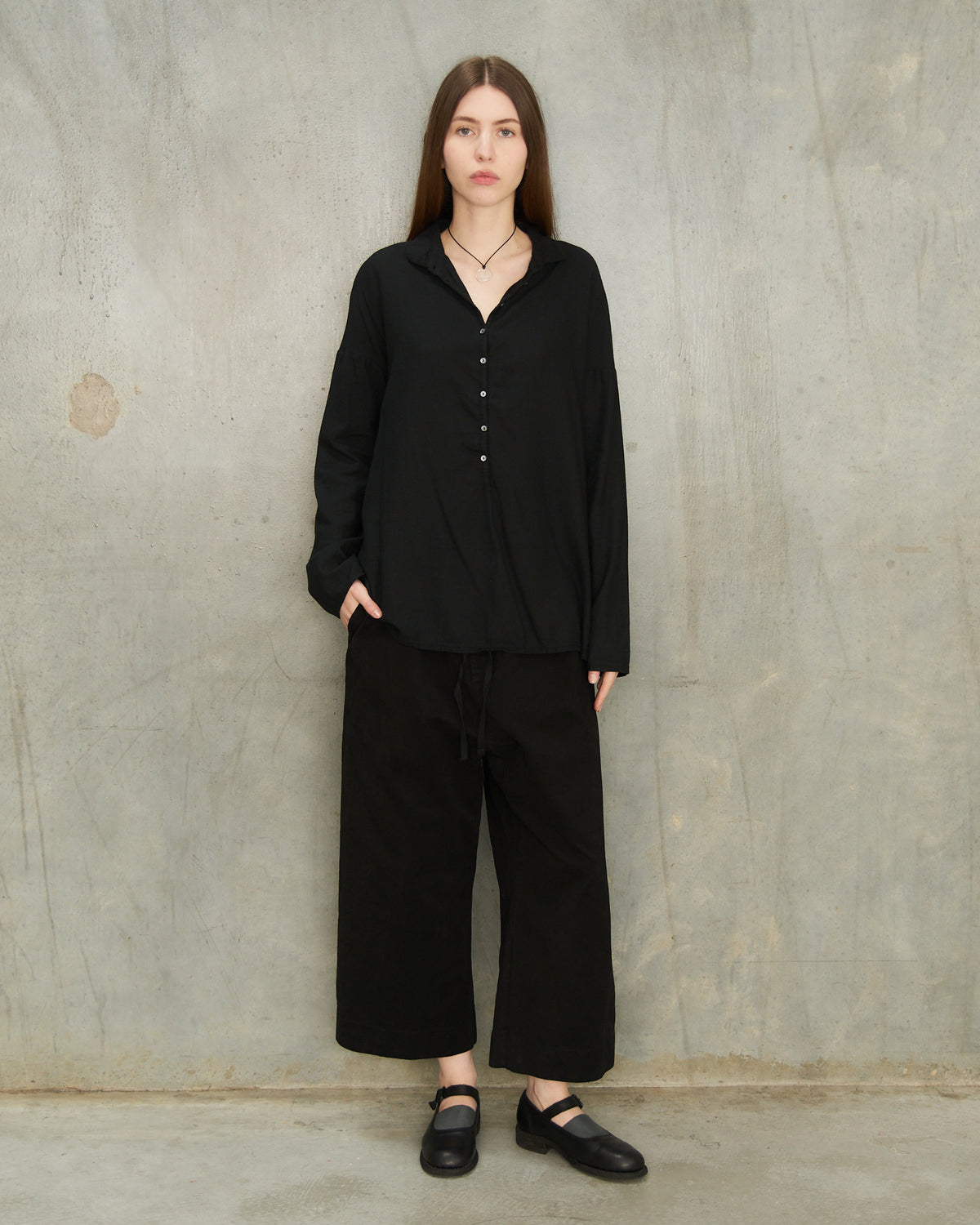 Black Wide Cropped Trousers