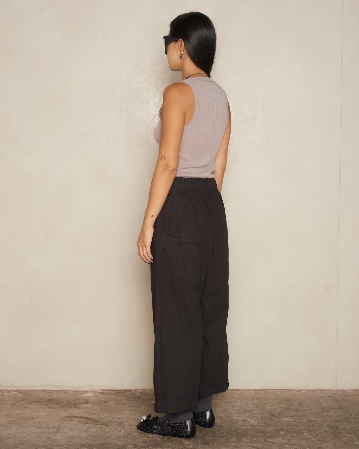 Black Wide Leg Cropped Trousers