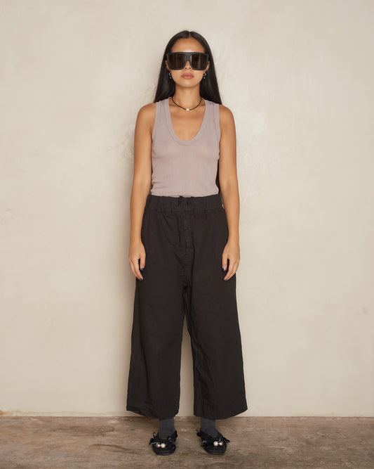 Black Wide Leg Cropped Trousers