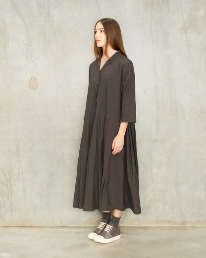 Charcoal Pleated Shirt Dress