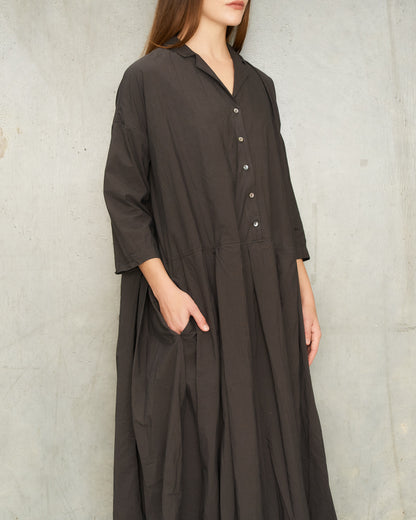Charcoal Pleated Shirt Dress