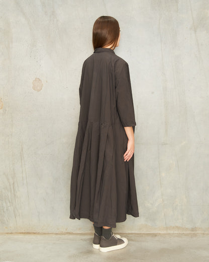 Charcoal Pleated Shirt Dress