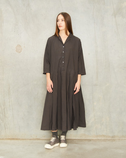 Charcoal Pleated Shirt Dress