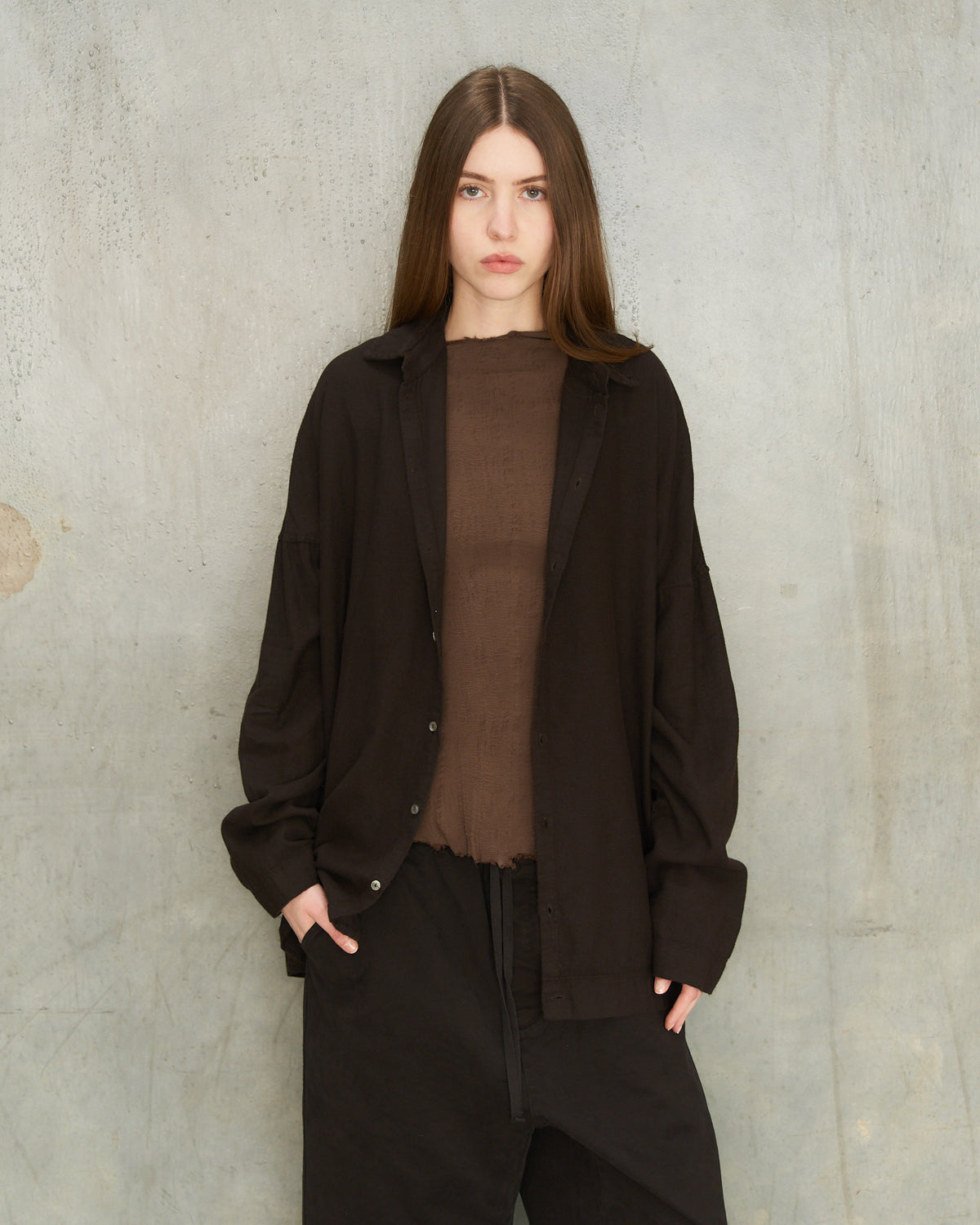 Chocolate Unisex Collared Shirt