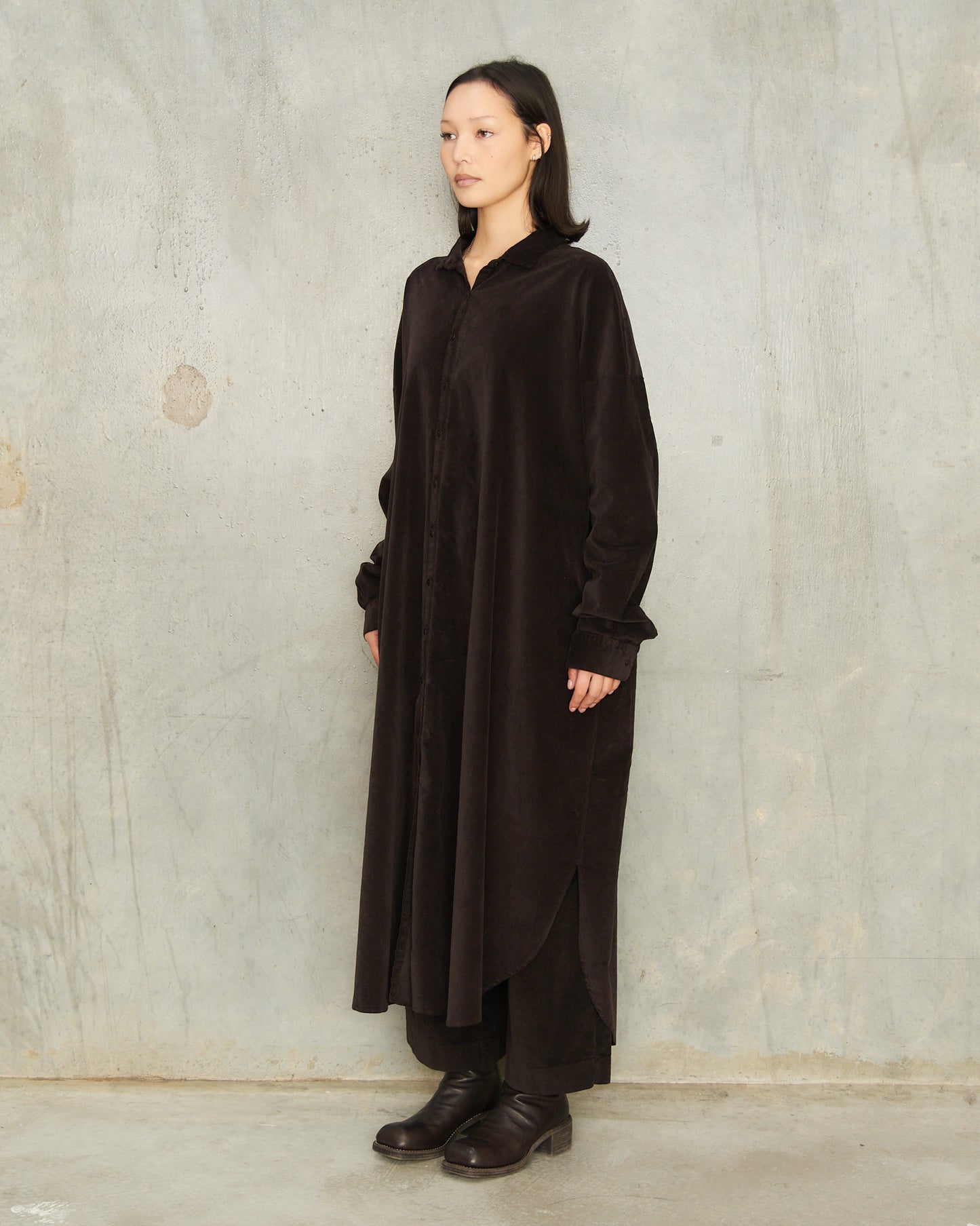 Chocolate Velvet Shirt Dress