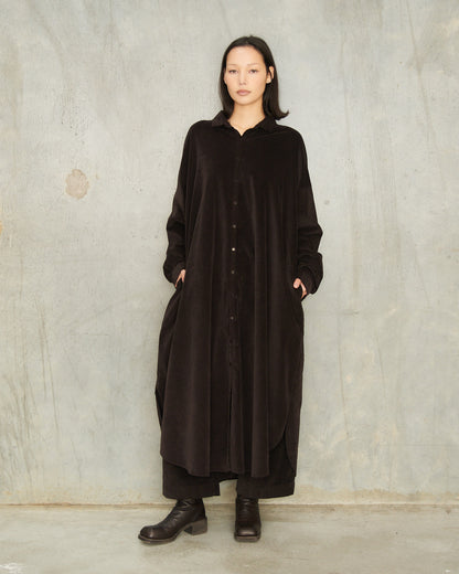 Chocolate Velvet Shirt Dress