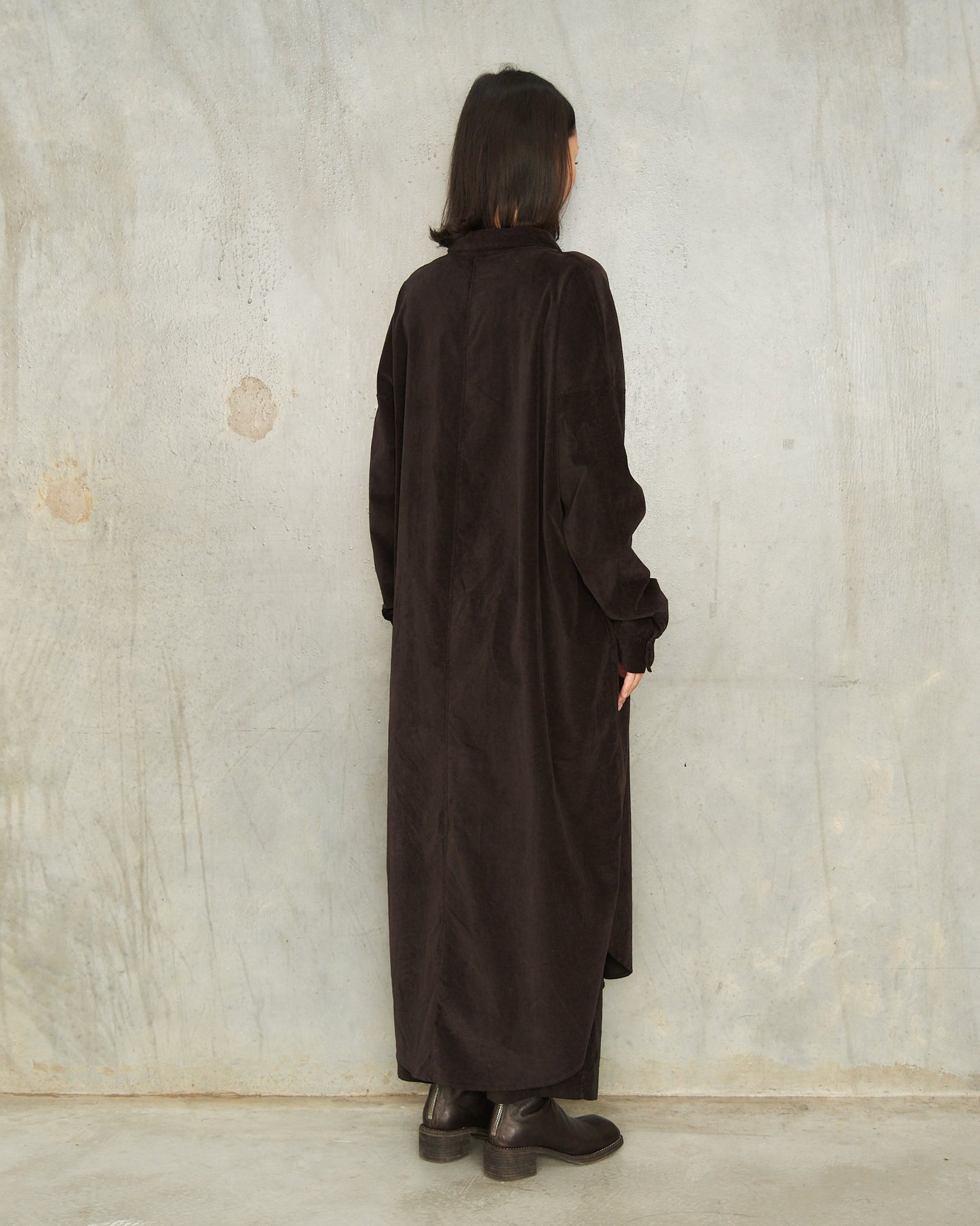 Chocolate Velvet Shirt Dress