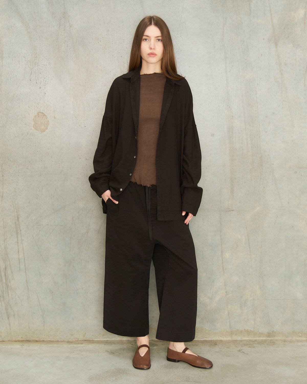 Chocolate Wide Cropped Trousers