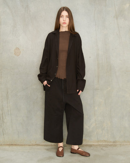 Chocolate Wide Cropped Trousers