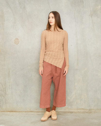 Coral Cropped Wide Trousers