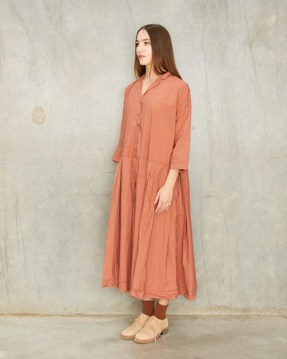 Coral Pleated Shirt Dress