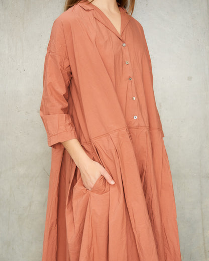 Coral Pleated Shirt Dress