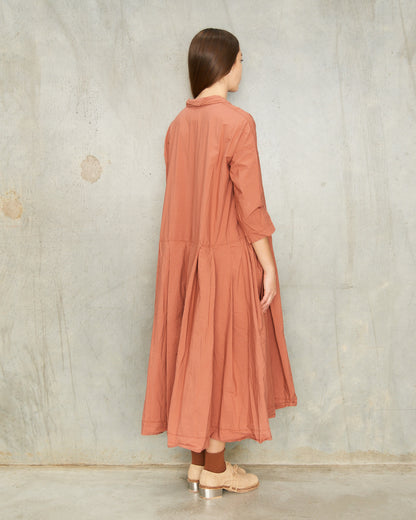 Coral Pleated Shirt Dress