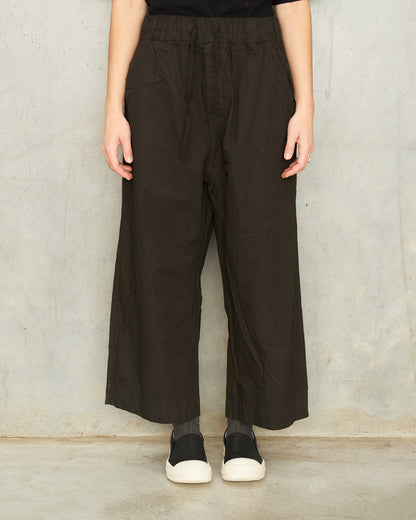 Dark Brown Cropped Wide Trousers