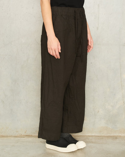 Dark Brown Cropped Wide Trousers