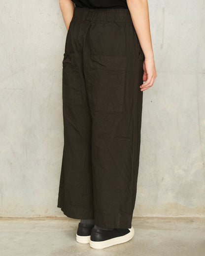 Dark Brown Cropped Wide Trousers