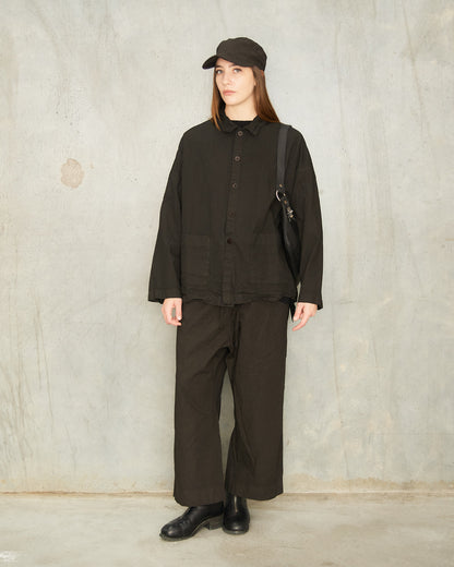 Dark Brown Cropped Wide Trousers