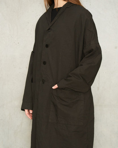 Dark Brown Loose Cotton Coat