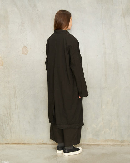 Dark Brown Loose Cotton Coat