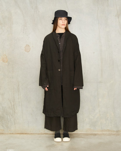 Dark Brown Loose Cotton Coat
