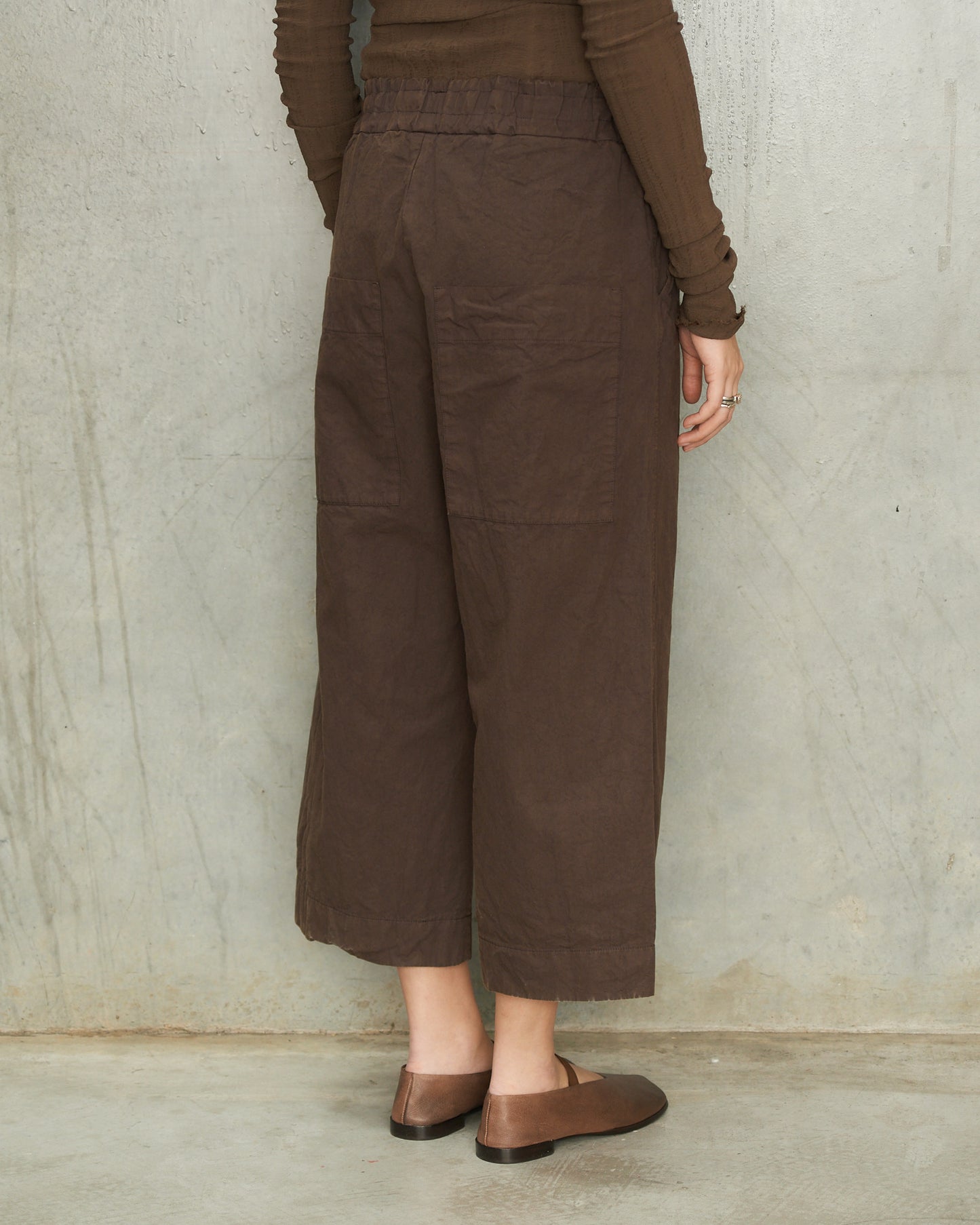 Grape Wide Cropped Trousers