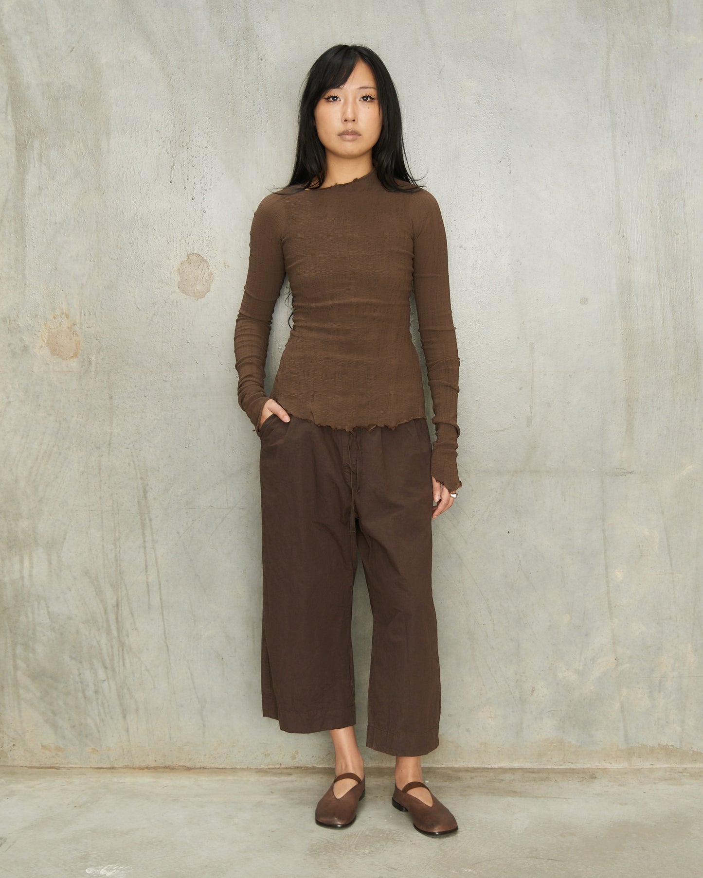 Grape Wide Cropped Trousers