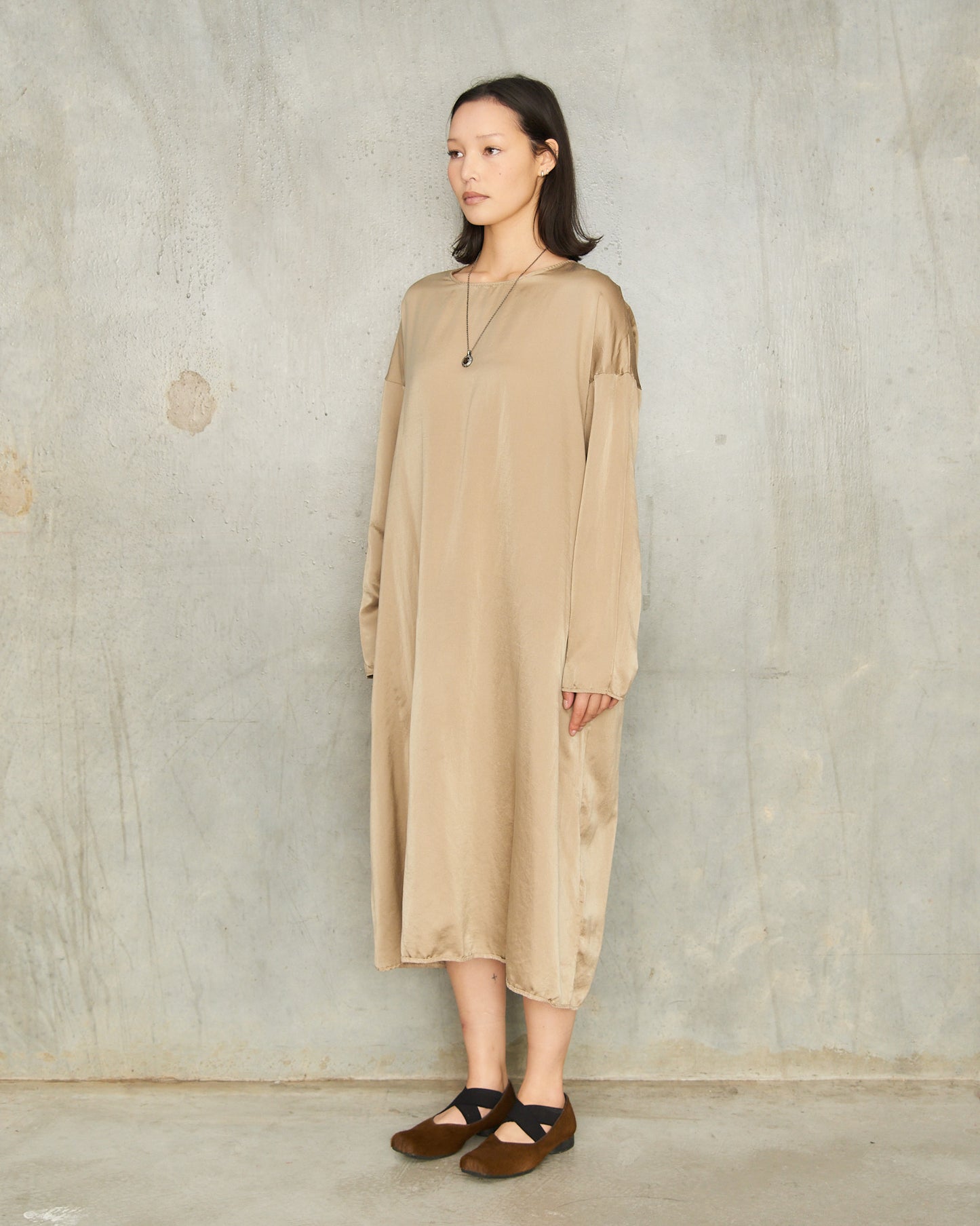 Marron Glace Silk T Dress