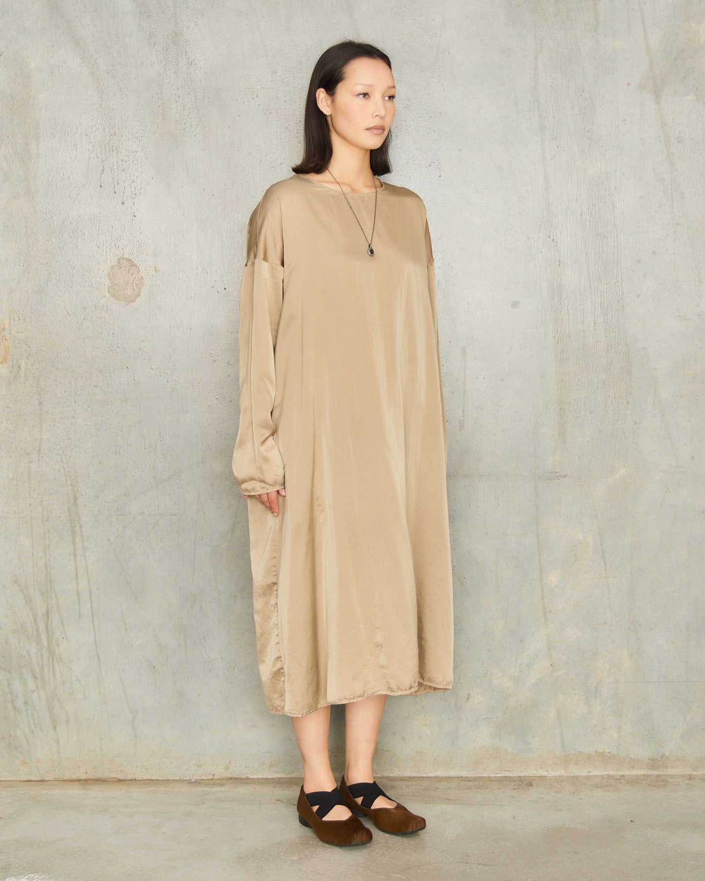 Marron Glace Silk T Dress