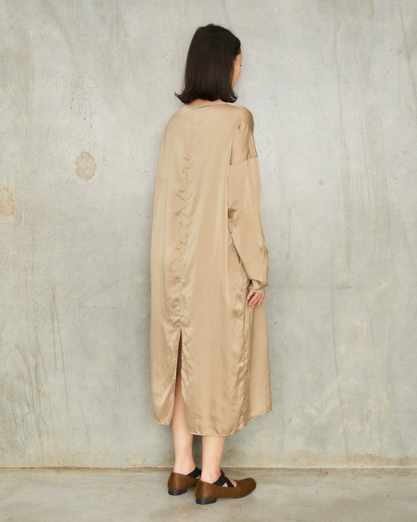 Marron Glace Silk T Dress