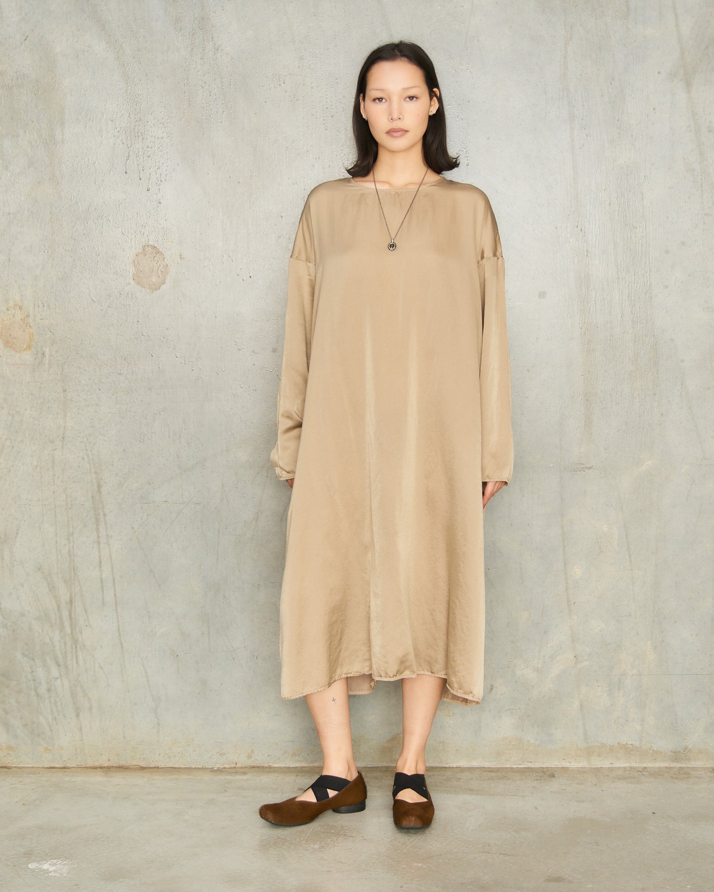 Marron Glace Silk T Dress