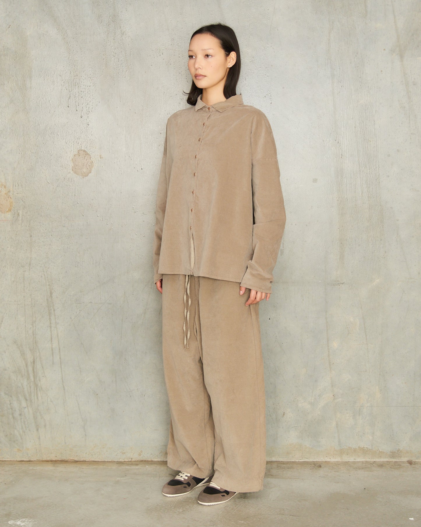 Marron Glace Velvet Wide Trousers