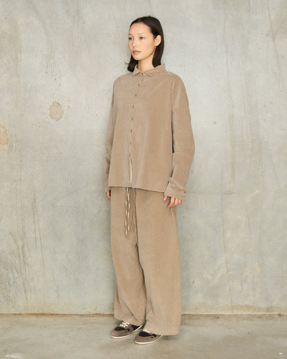 Marron Glace Velvet Wide Trousers
